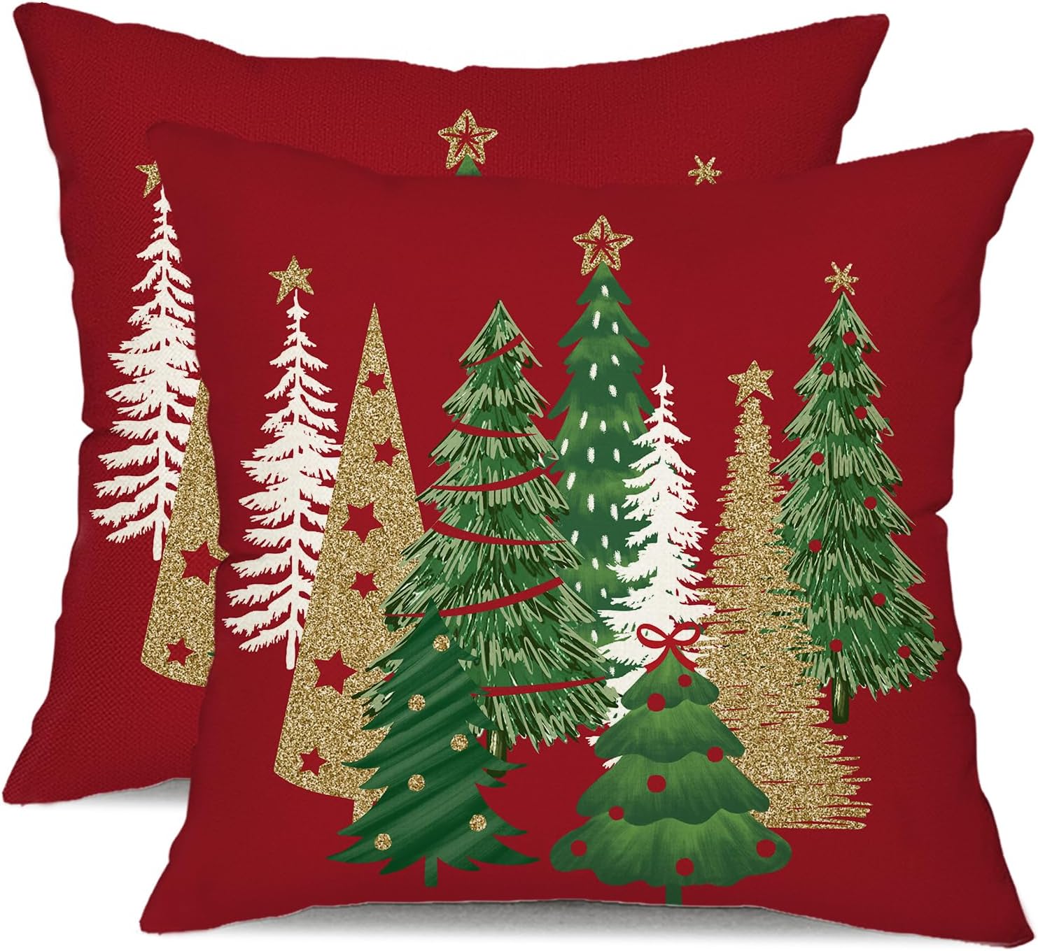 DFXSZ Christmas Pillow Covers 18×18 Inch Set of 2 Xmas Tree Decorative Red Throw Pillows Winter Christmas Decor for Home Couch TH-50C18