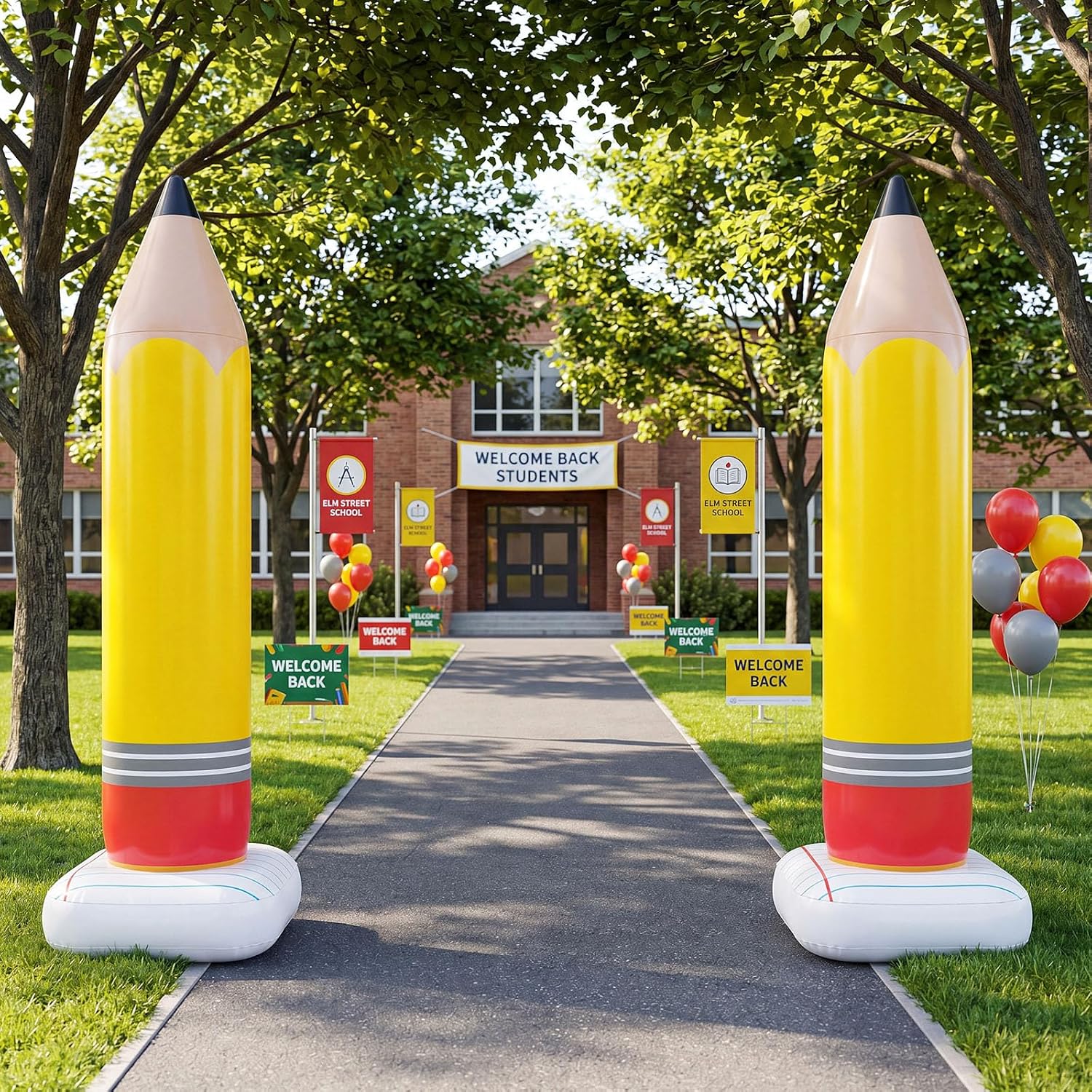 Leyndo 6 ft Inflatable Pencil Decorations Giant Back to School Blow Up Decor Welcome Party Supplies Kindergarten Graduation Garden Yard Photo Props Outdoor