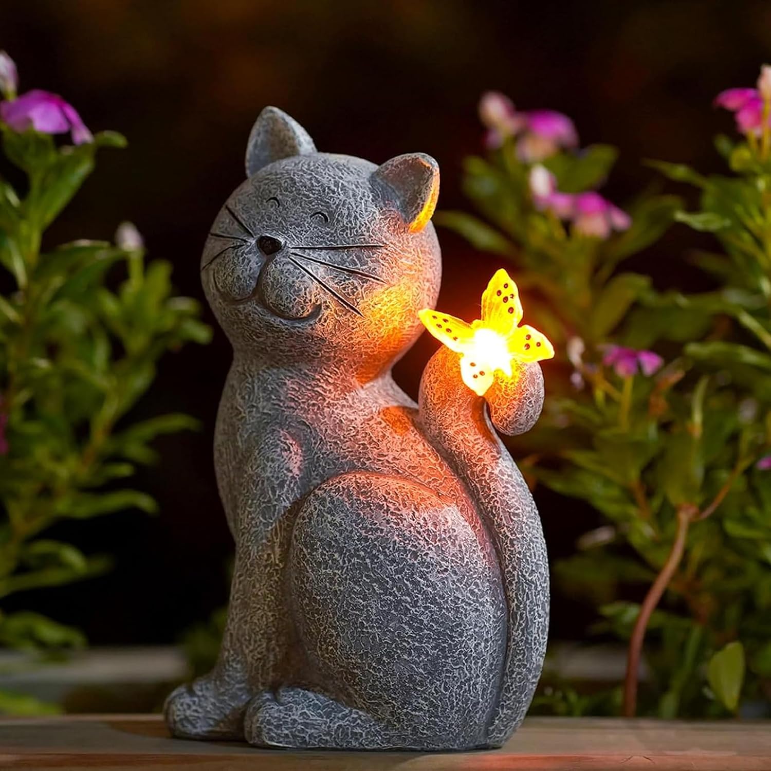 Nacome Cat Outdoor Statues for Garden: Outside Decor with Butterfly Clearance for Yard Art Lawn Ornaments Porch Patio Balcony Home House – Gifts for Mom Grandma Women