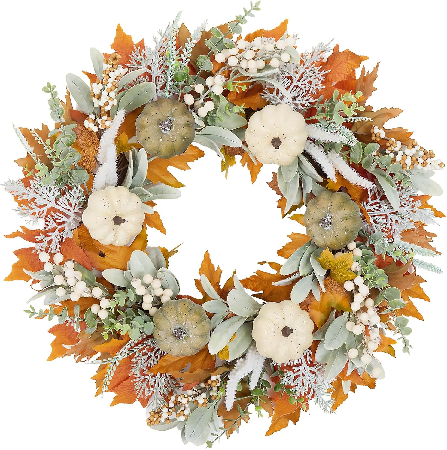 Fall Wreaths for Front Door, Farmhouse Thanksgiving Door Wreath Fall Decor | 22 Inch Fall Harvest Wreath for Front Door Outside, Autumn Pumpkin Wreaths for Indoor Outdoor Home Porch Fall Decor