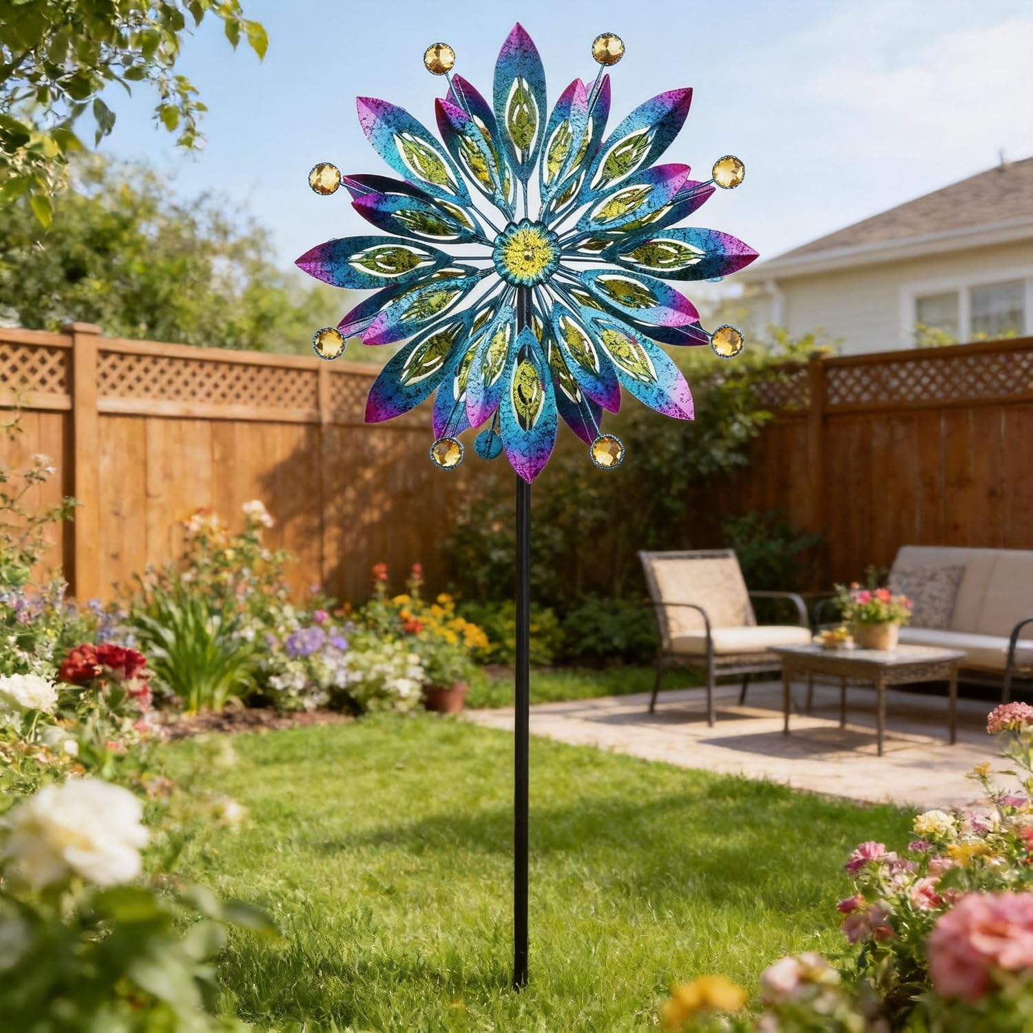 Wind Spinner for Yard and Garden Windmill Outdoor Metal Kinetic,61 Inch | Dual Direction 360 Degrees Swivel for Yard Patio Lawn