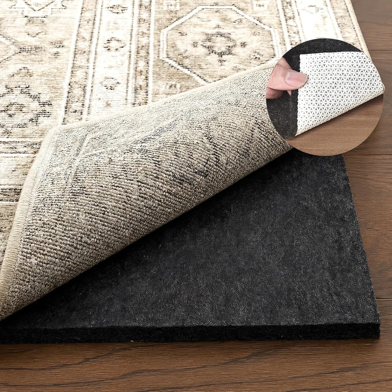Deep Dream 1/4″ Thick Felt and Natural Rubber Backing Rug Pad – Non Slip Carpet Gripper for 2 x 8 Ft Area Rugs – Protective Cushioned Pads for All Floors