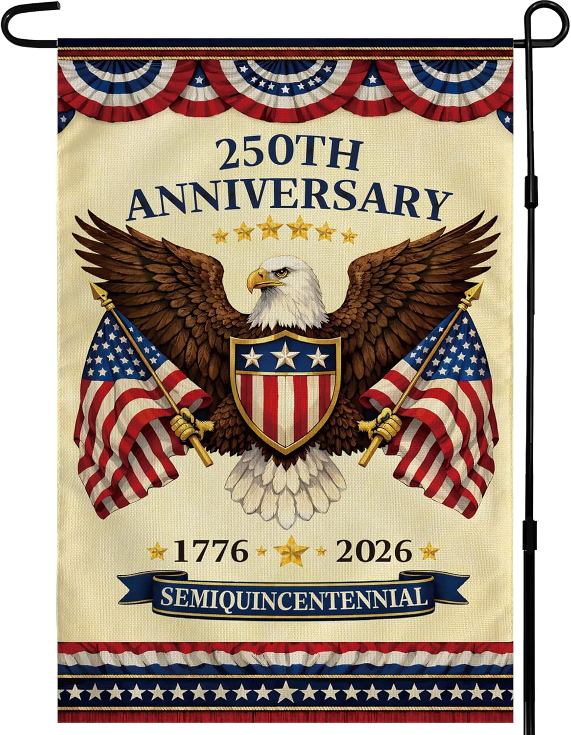 4th of July Decorations – 250th Anniversary Garden Flag | Fourth of July Decor Patriotic USA Banner,1776-2026 America Merchandise Accessories for Garden Yard Porch Patio Lawn Outdoor Outside