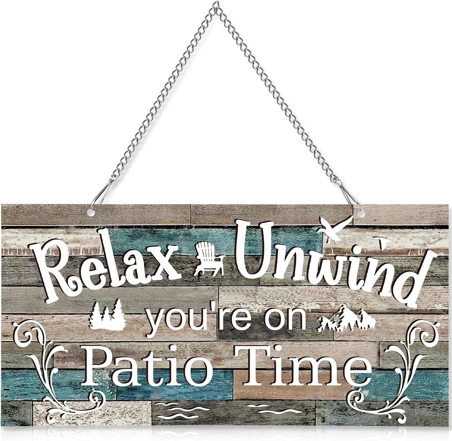 Hotop Patio Decor Patio Sign Decorations Outdoor Metal Porch Wall Decor Rustic Farmhouse Wall Art for Backyard Porch Balcony Gazebo Accessories(10 x 5″,Vivid)