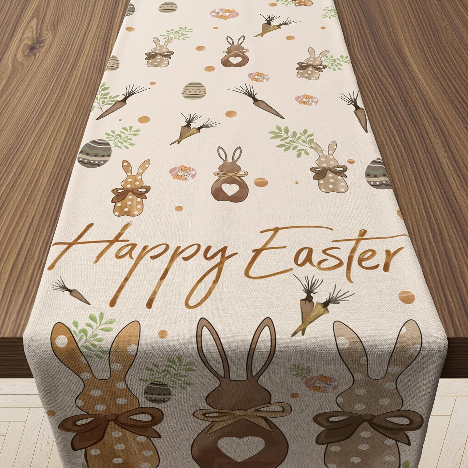 OHOME Easter Decorations – Bunny Egg Table Runner | Easter Party Decorations Favors Supplies for Table Decor Backdrop Banner Indoor Outdoor Home