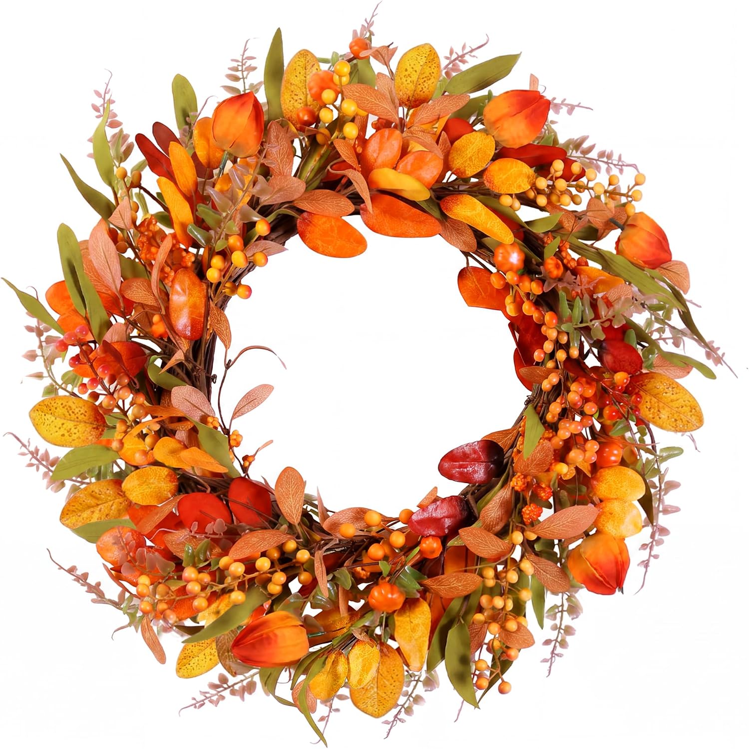 20″ Fall Wreath for Front Door Pumpkin Artificial Wall Decor Autumn | Farmhouse Thanksgiving Fall Door Wreath Home Decor Porch Window Outdoor Indoor Door Fall Decorations Holiday Harvest Decor