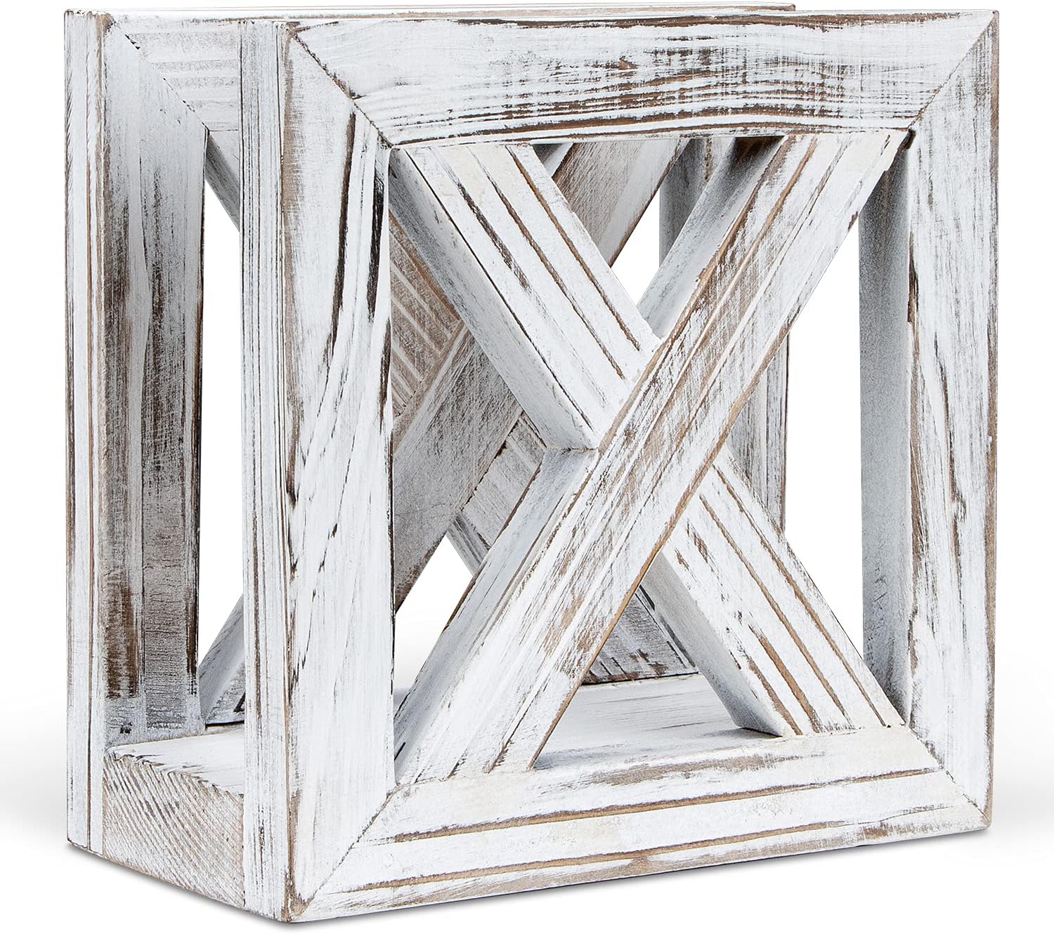 Farmhouse Wooden Napkin Holder for Tables, Rustic Kitchen Decor | for Counter, Ideal Napkin Dispenser for Dining Counter tops (White)