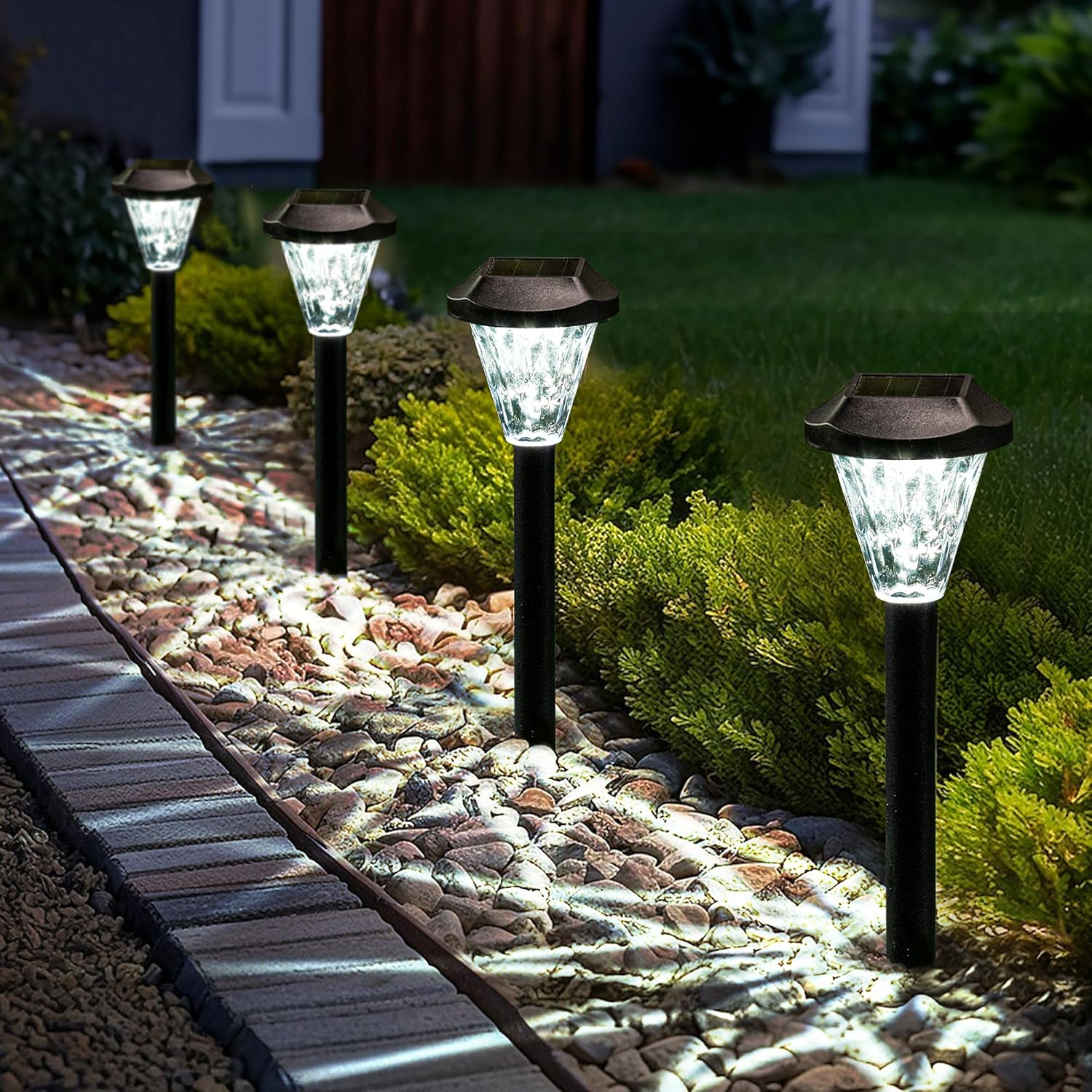 GIGALUMI 8 Pack Solar Lights Outdoor Waterproof, Solar Garden Lights | Outdoor Solar Lights for Yard, Yard Decorations Outdoor for Pathway, Patio, Garden, Driveway, Lawn, and Landscape(Cold White)