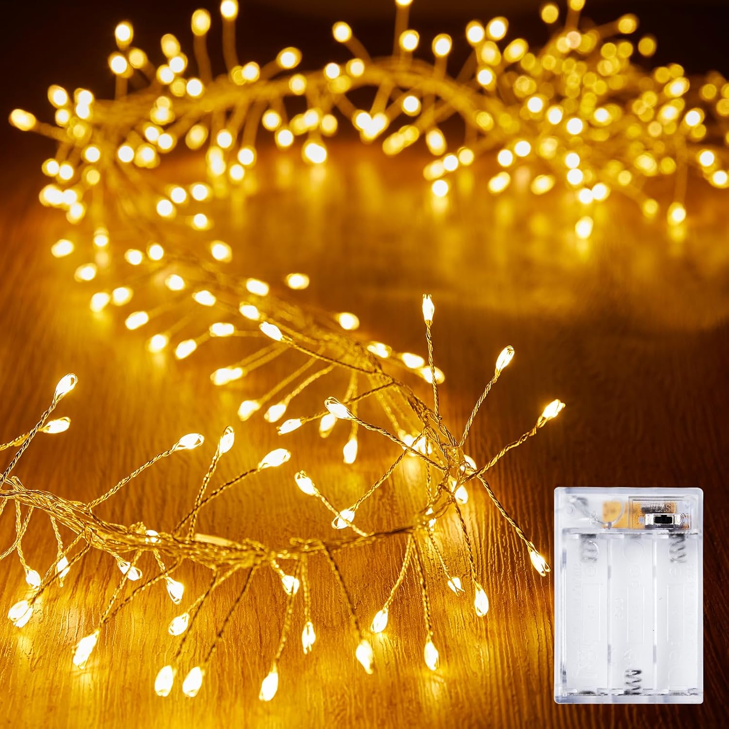 Brightown Fairy Lights Battery Operated, 10Ft 120 LED Firecracker String Lights, Waterproof Silver Wire Starry Firefly Light for DIY Wreath Wedding Indoor Outdoor Christmas Garden Decorations | Waterproof Silver Wire Starry Firefly Firecracker Twinkle Light for DIY Wreath Wedding Outdoor Christmas Garden Decorations