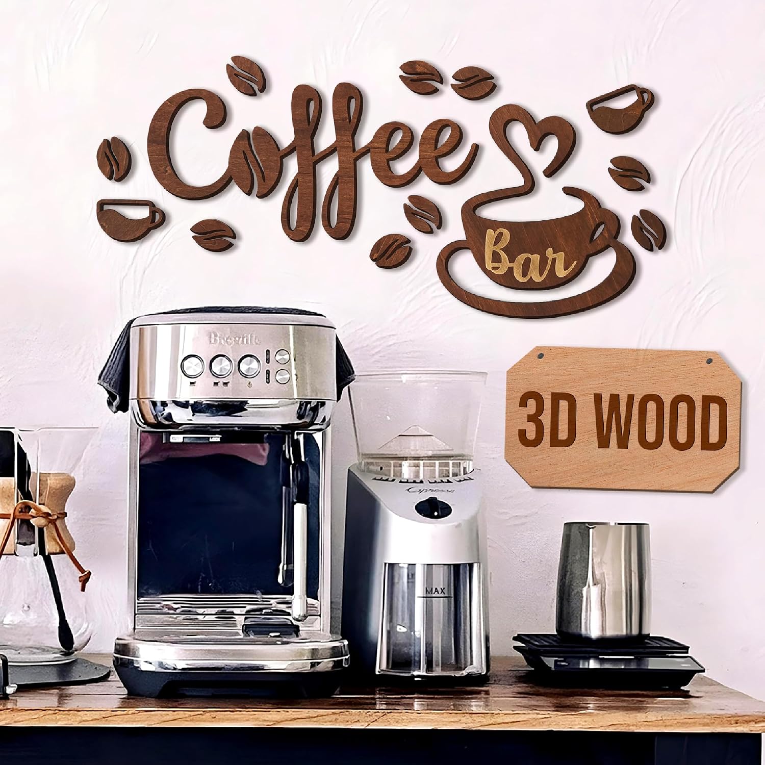 Coffee Bar Signs for Wall Decor, Vintage Coffee Signs Decor for Kitchen | Cafe Decorations for Home Bar Accessories, Farmhouse Cafe Sign