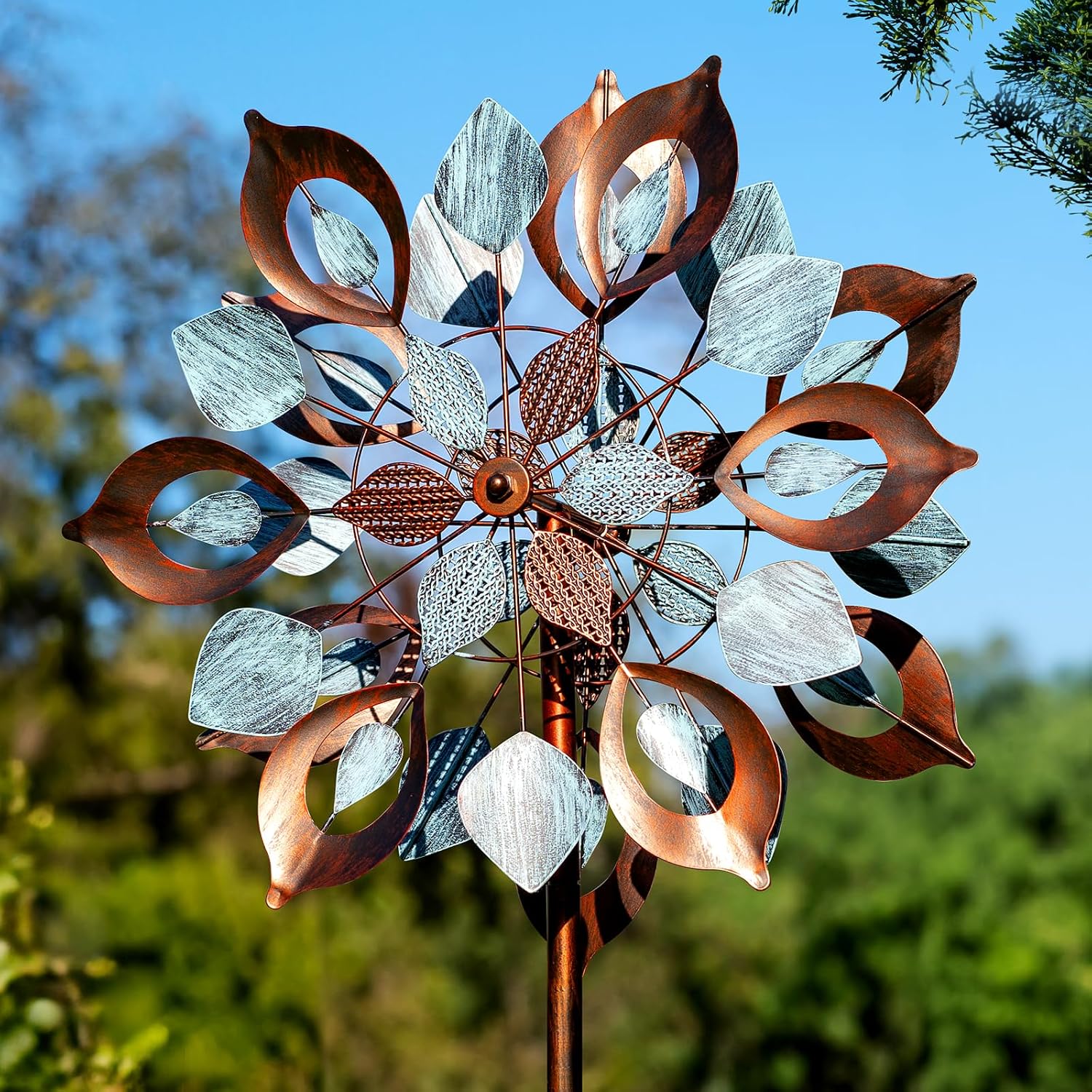Wind Spinners Outdoor for Yard and Garden, 84 Inch Metal Large Outdoors Windmill Kinetic Wind Spinner, Outside Decor for Yard Art Lawn Backyard Landscape Patio(24″ W x 84″ H)