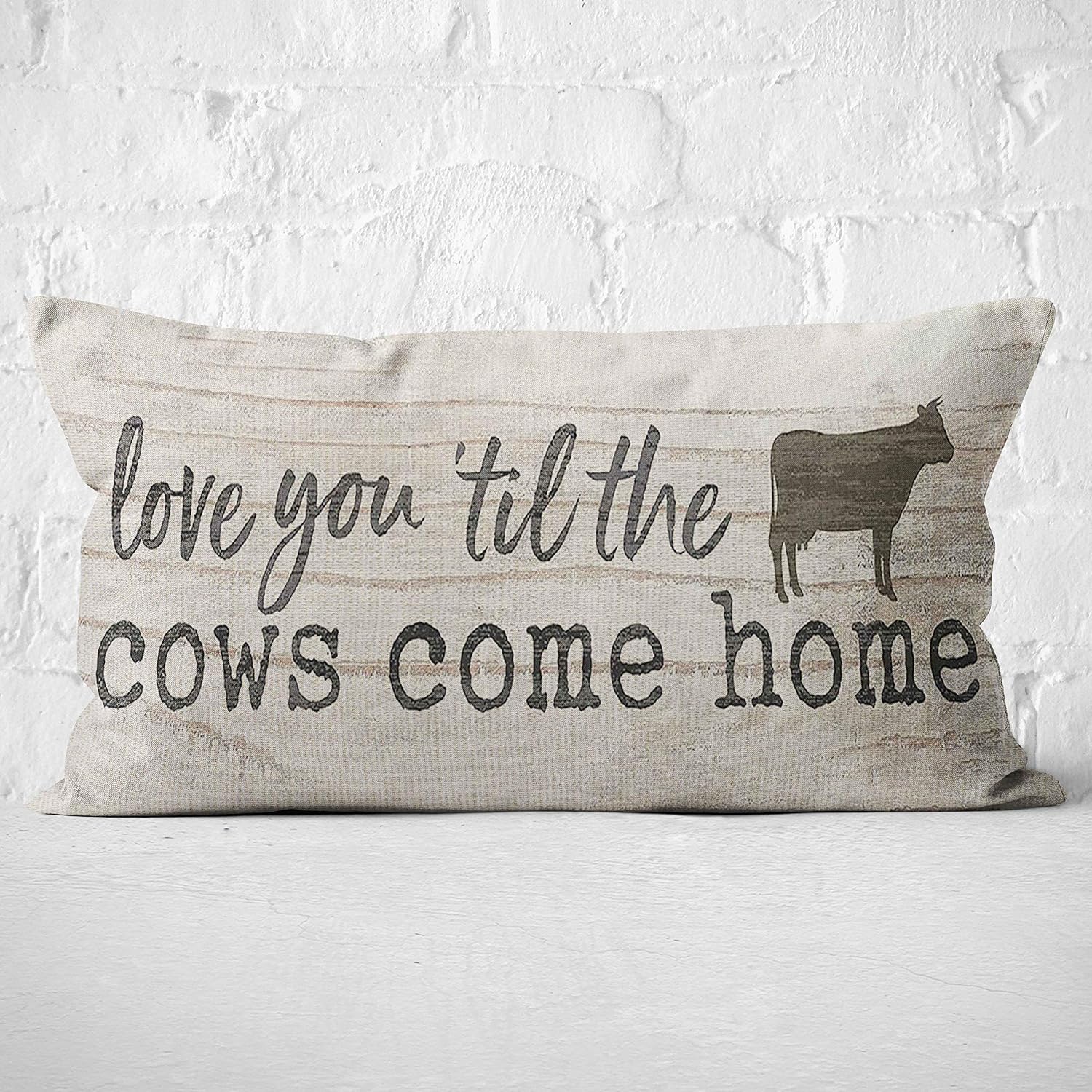 Mancheng-zi Farmhouse Throw Pillows, Cow Gifts 12×20 Pillow Cover,Farmhouse Throw Pillow Covers,Decorative Lumbar Throw Pillow Case Cushion Cover,Till the Cows Come Home Pillow