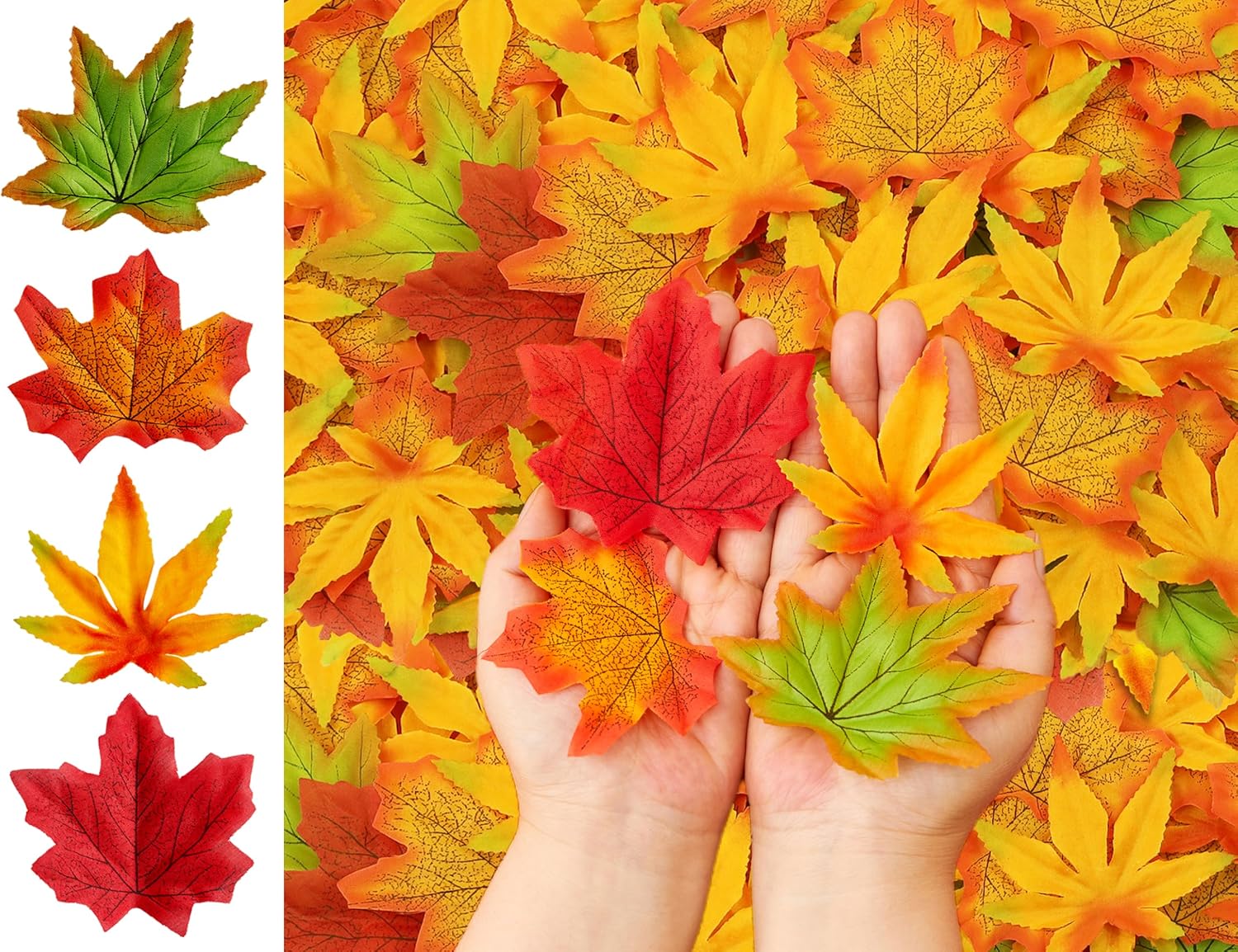 Fall Fake Leaves Maple Leaf Autumn Decor for Thanksgiving 200Pcs | Odor Removal Process,Artificial Foliage Leaf Crafts,Wreath Making,For Party Home Table Centerpiece Wedding Indoor Decorations