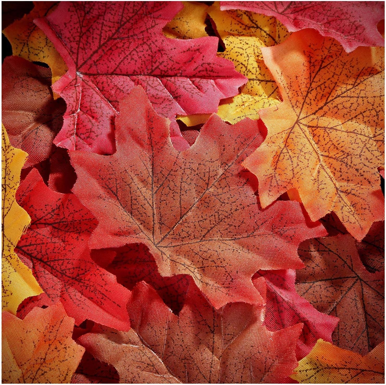 Whaline 300Pcs Fall Artificial Maple Leaves 3.35 Inch Fake Mixed Autumn Leaves Thanksgiving Table Decor Assorted Colors Faux Fall Leaf for Thanksgiving Weddings Festival Events Party Crafts