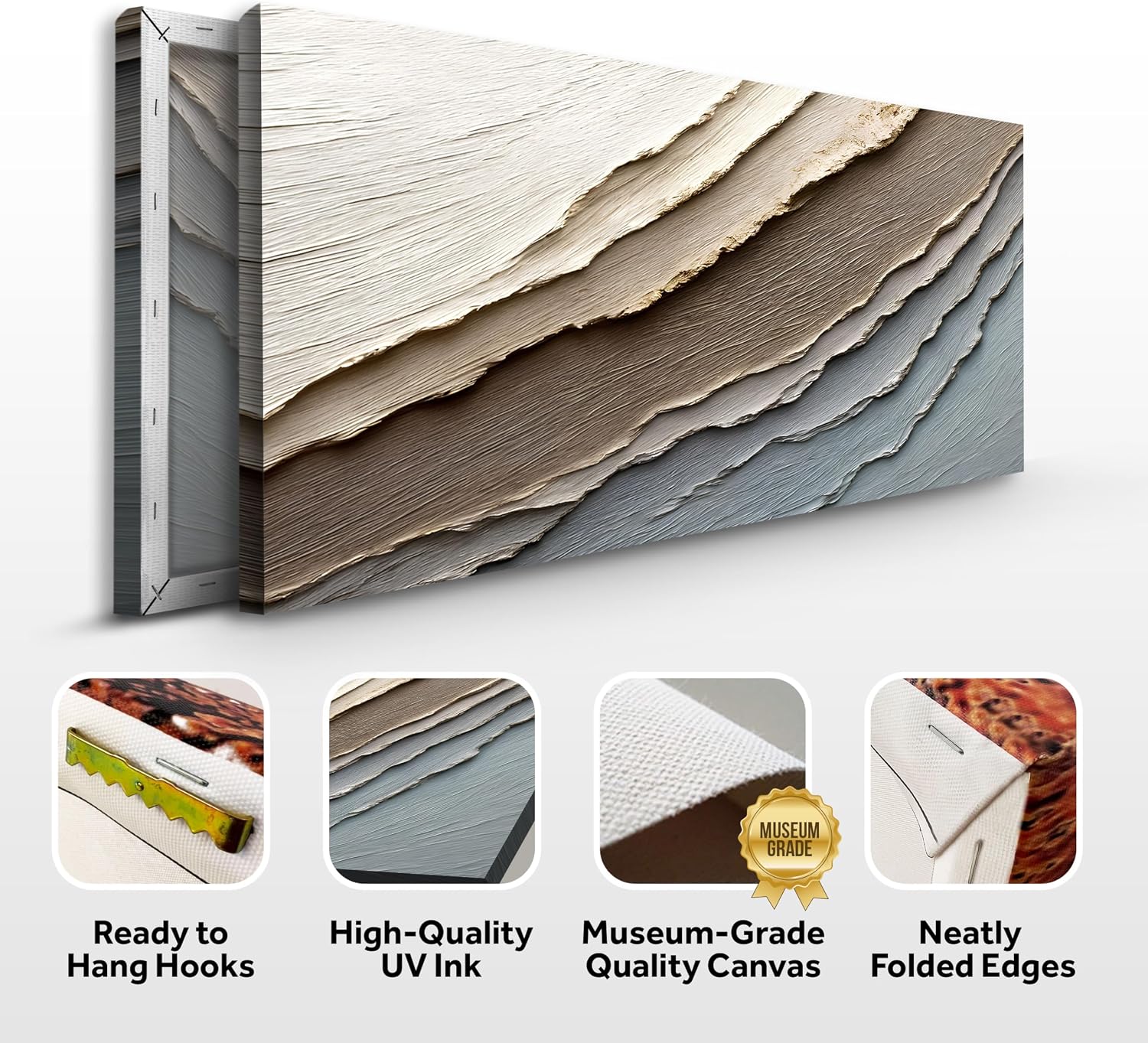 TAILORED CANVASES Abstract Earth Tones Wall Art – Neutral Painting Modern Art Canvas, Aesthetic Decorations for Living Room Bedroom Dining Room and Hallway 10×20