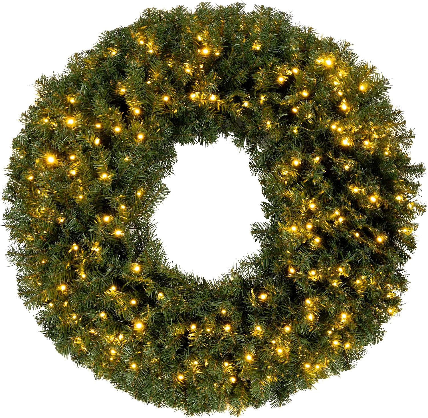 48in. Large Christmas Wreath – Artificial Spruce Wreath with 200 LED Lights and 702 Realistic Branch Tips – Indoor/Outdoor Christmas Decorations for House, Front Porch, Mantel, or Wall by Elf Stor