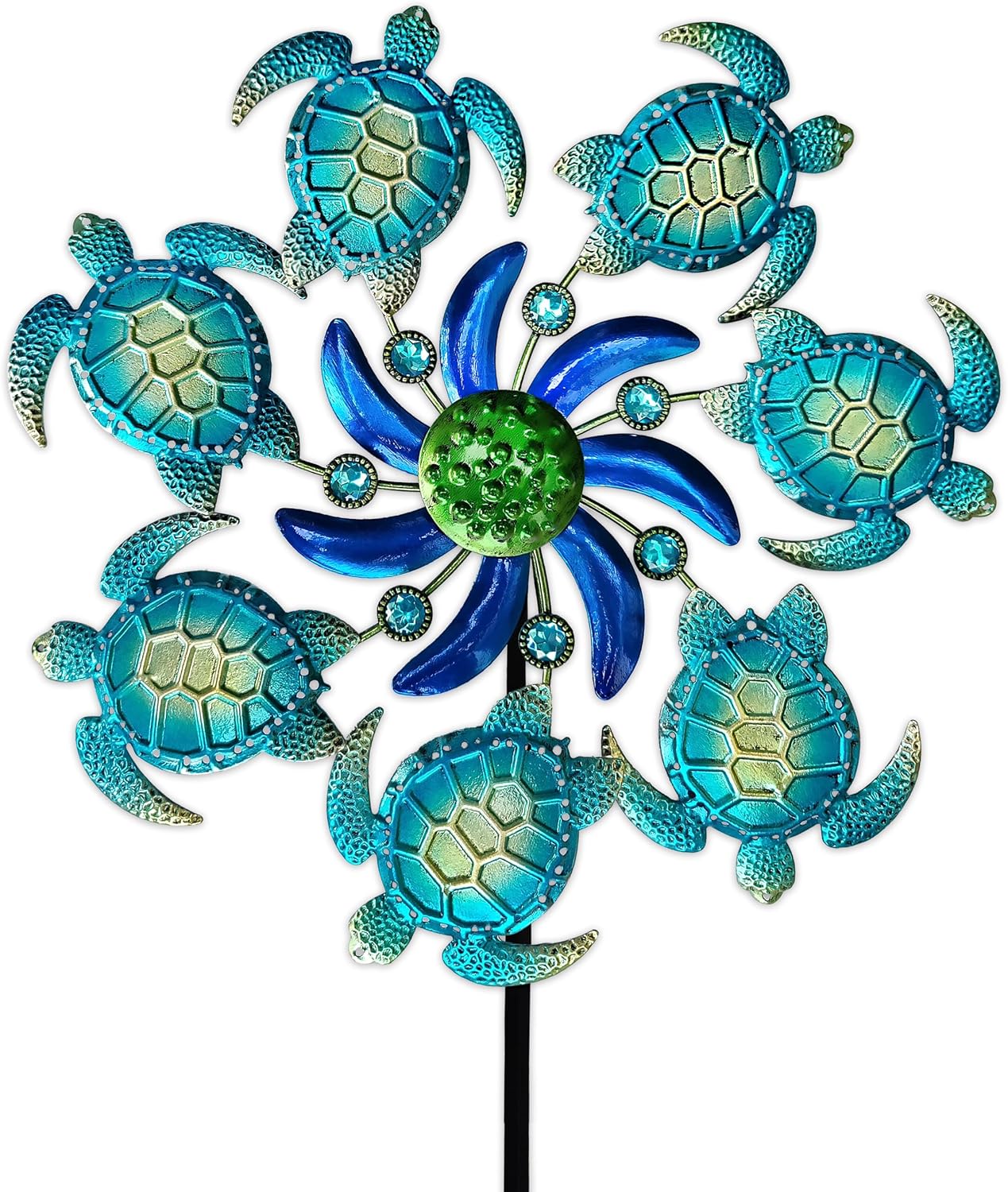 COOZZYHOUR 39″ Sea Turtle Wind Spinners Garden Stake-Ocean Theme Outdoor Decorations- Metal Stake Yard Spinner-Wind Sculpture Yard Art Decorations for Patio,Swimming,Lawn & Garden Decor