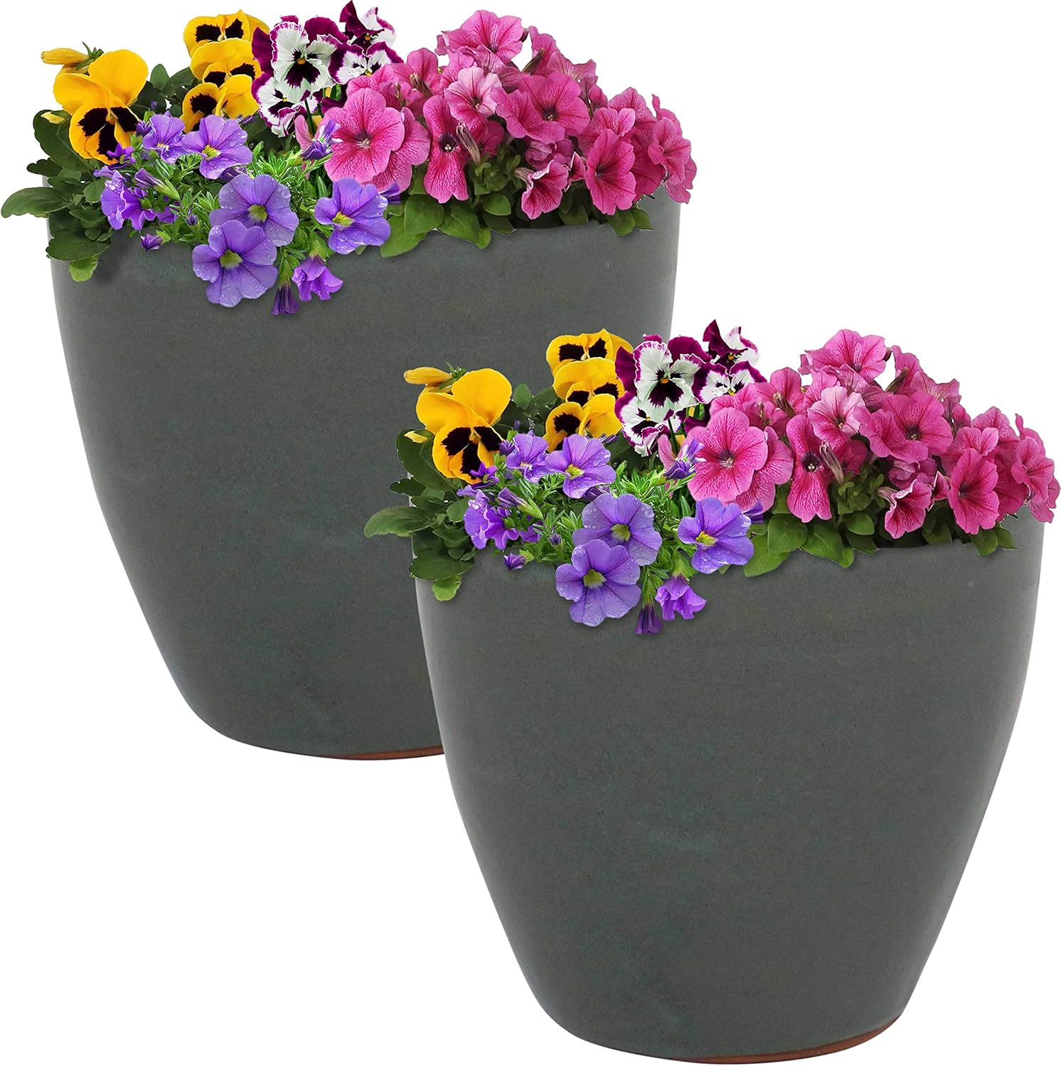 Sunnydaze 8-Inch Outdoor Glazed Ceramic Plant Pot – Gray | 0.94-Gallon Soil Capacity – Drainage – UV- and Frost-Resistant – For Gardening Flowers, Herbs, and Plants – Easy to Maintain