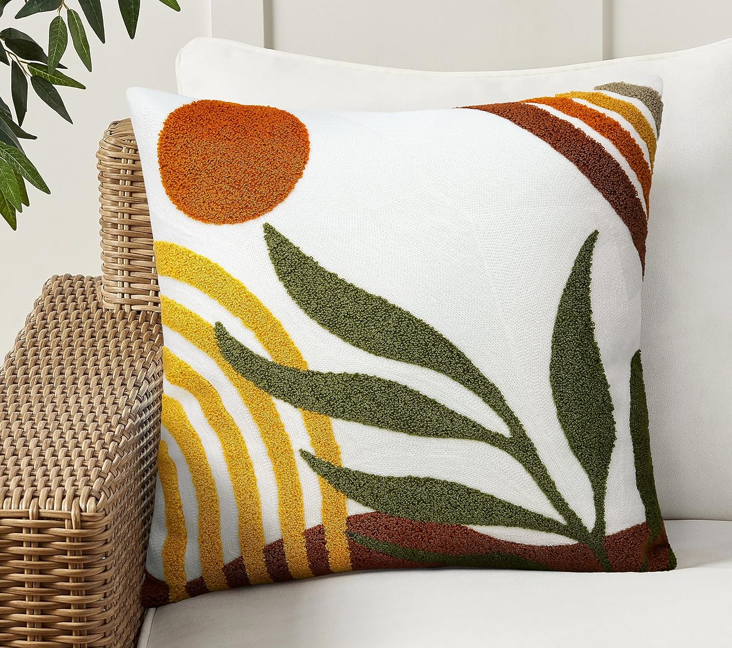Merrycolor Boho Abstract Pillow Covers 18×18 Tufted Mid Century Modern Throw Pillows Textured Aesthetic Pillow Cases Bohemian Boho Pillows Decorative Throw Pillows Cover for Bed Couch Sofa
