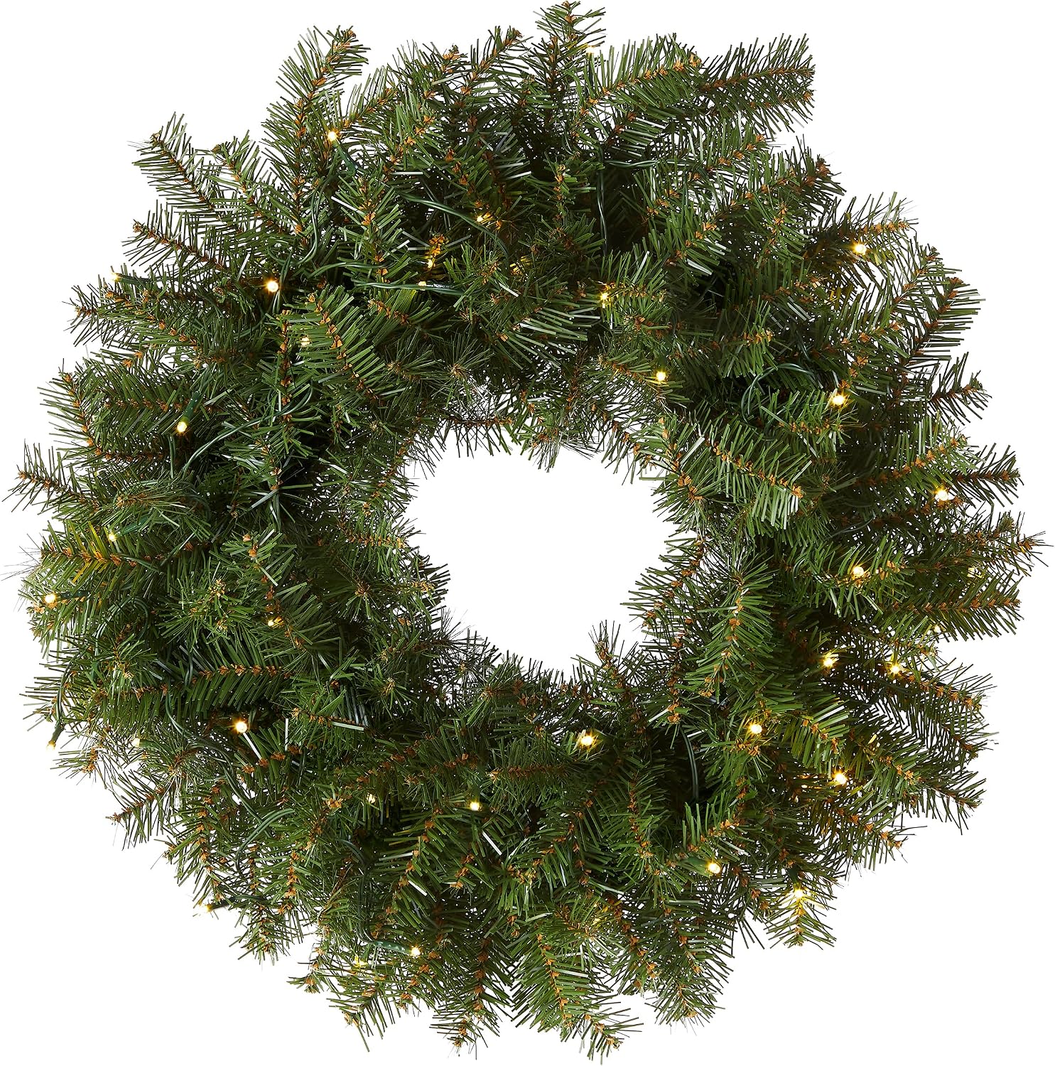 National Tree Company 30in Pre-Lit Norwood Fir Artificial Christmas Wreath | 100 Warm White LED Lights, 400 Tips, Christmas Decoration with Timer, Green