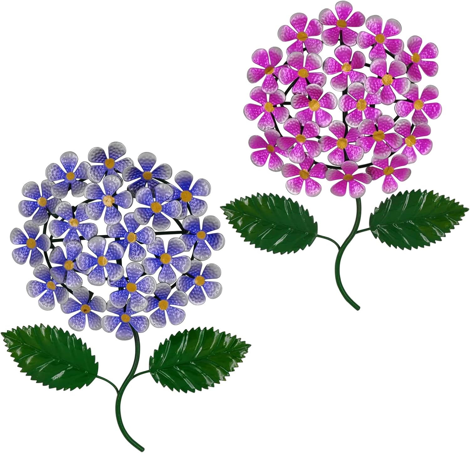 Metal Flowers Wall Decor Outdoor Art Patio Fence Garden Yard Indoor and | Set of 2