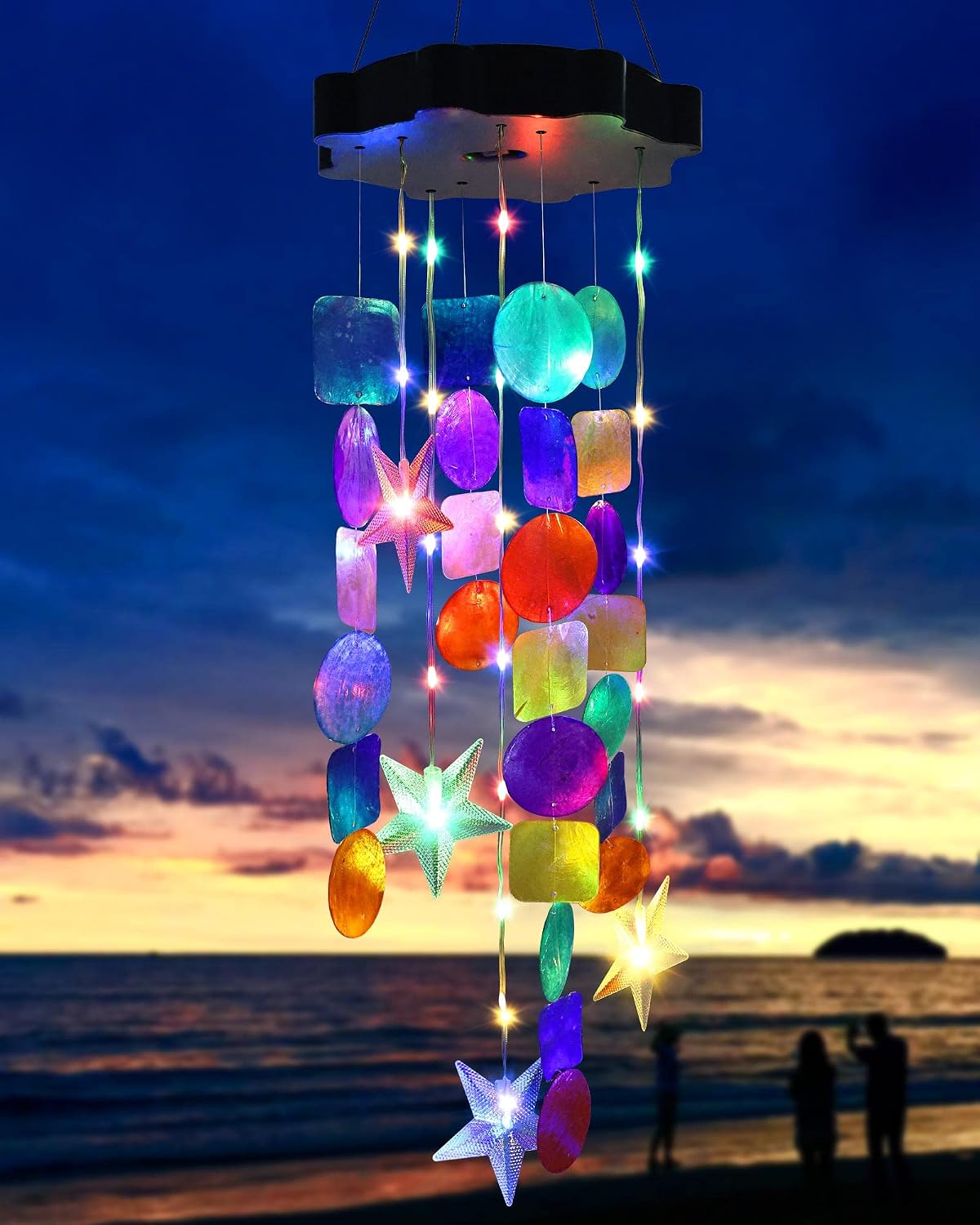 Toodour Solar Decorative Lights Outdoor, Colorful Shells Lights for Outside | Gifts for Mom Grandma Women Wife Girls, Solar Wind Chimes Decorative Mobile Light for Holiday Garden Porch Yard Window Decor