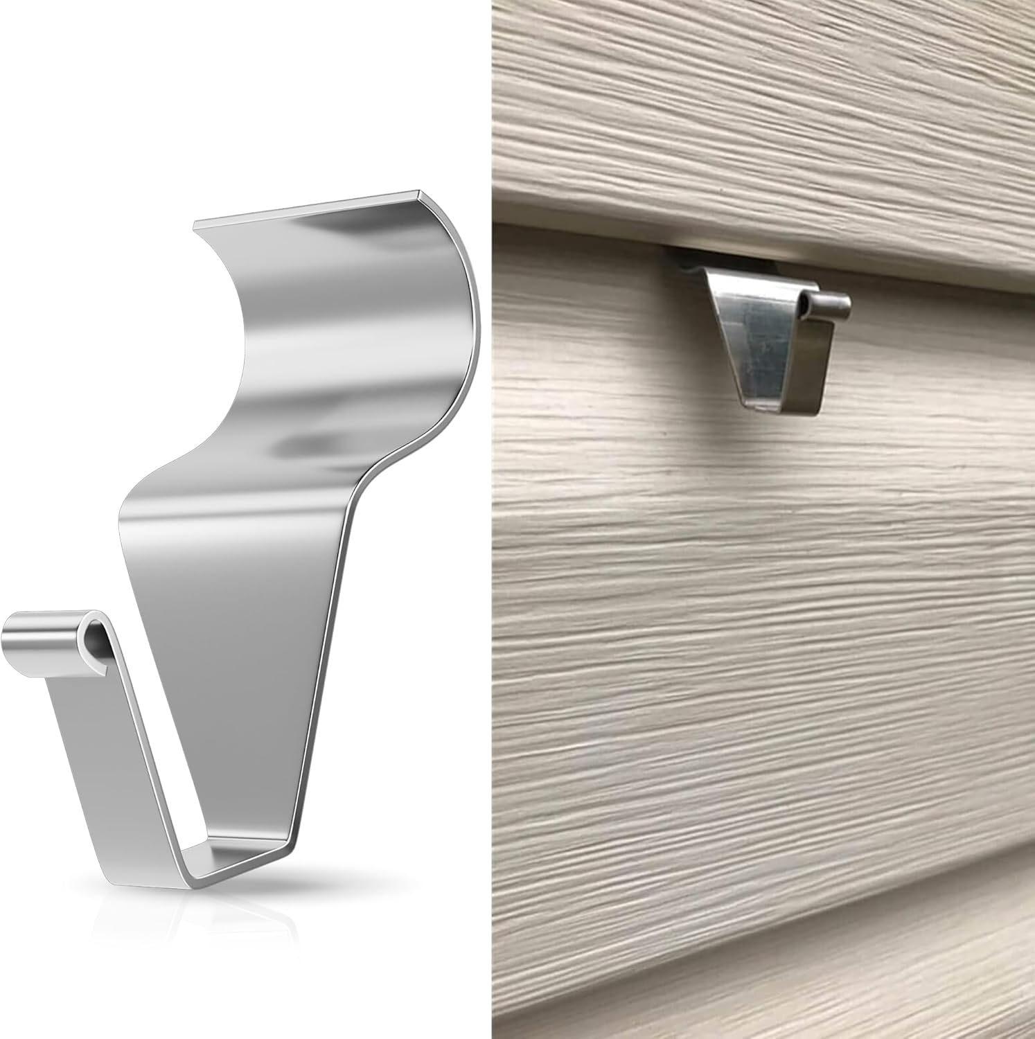 MIUKAA Vinyl Siding Hooks (4-Pack), Stainless Steel No Hole No Damage Siding Clips Hangers for Hanging Outdoor, Hooks for Outdoor String Lights, Patio Decor, Front Porch Decor, Wreath Decor