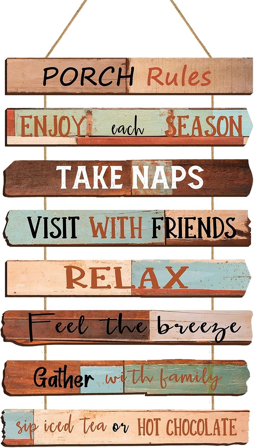 Porch Rules Sign Outdoor Wood Plaque Porch Signs Wall Art Porch Rule Wall Decor Relax Take Naps Quotes Rustic Vintage Wooden Hanging Wall Art Gift for Home Farmhouse Porch Patio Garden Door Decoration