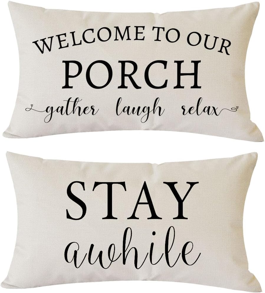 PANDICORN Outdoor Lumbar Throw Pillow Covers 12×20 Inch Set of 2, Cream
