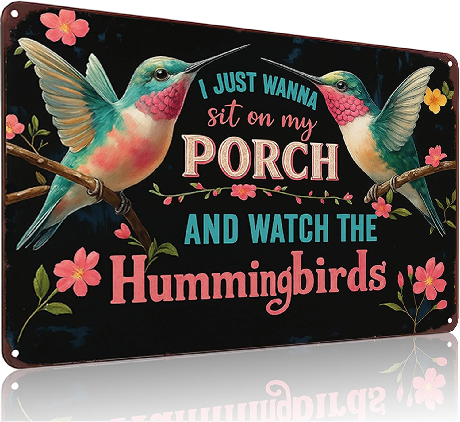 Funnysign I Just Wanna Sit On My Porch And Watch The Hummingbirds Vintage Tin Sign for Porch Garden Patio Outdoor Decor 8 X 12 Inch(3997)