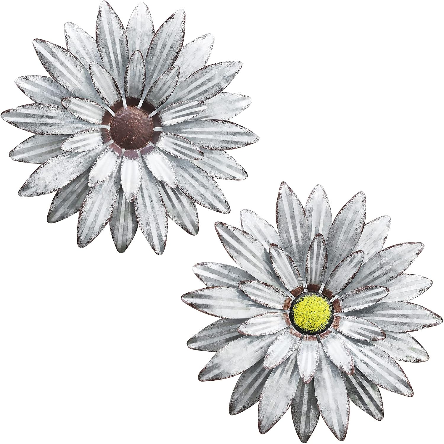 2-Pack Metal Flowers Wall Decor, 13-Inch Outdoor Wall Decor